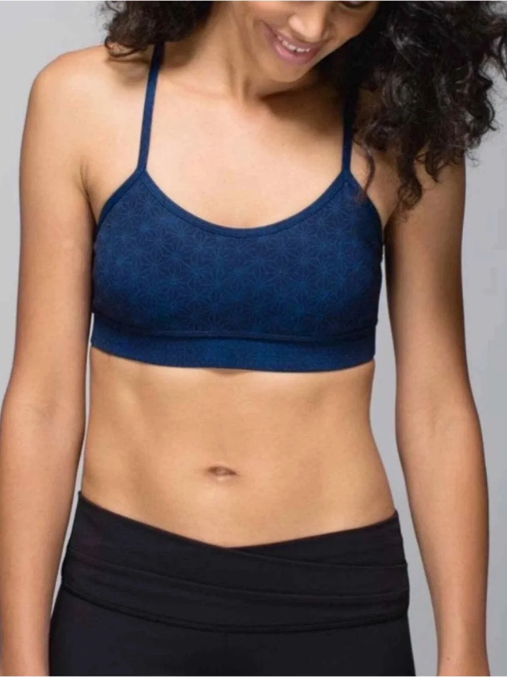 Lululemon Flow Y Bra IV Sashico Star Cross Inkwell Rugged Blue Size 6